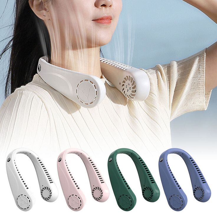 Load video: 🌬️ Bladeless &amp; Safe — Leafless design means no risk of injury, safe for kids and adults alike.🔋 Long Battery Life — USB rechargeable with hours of continuous cooling so you stay fresh all day.🎯 360° Adjustable Neck Band — Flexible and ergonomic fit that sits comfortably around any neck size.🏃 Hands-Free Freedom — Wear it while working, walking, cooking, or exercising — no need to hold anything.☀️ Perfect for Summer — Powerful airflow keeps you cool outdoors, at the beach, market, or on commutes.🔇 Ultra-Quiet Operation — Whisper-quiet motor so it won't disturb you or those around you.🎨 Compact &amp; Portable — Lightweight design that's easy to carry anywhere in your bag or pocket.